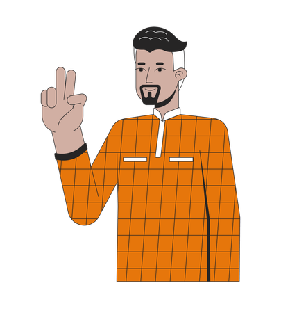 Confident arab man victory sign  Illustration