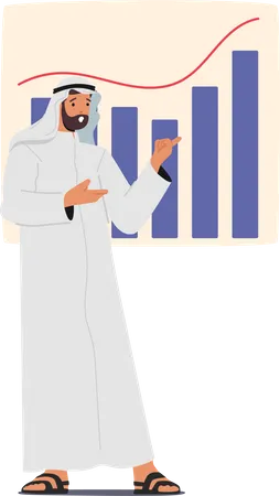 Confident Arab Muslim Businessman Character Showcasing Graphs Illustrating Growth And Success Conveying Professionalism And Expertise In Business Presentation Cartoon People Vector Illustration Illustration