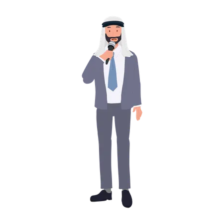 Confident Arab Speaker on Stage.  Illustration