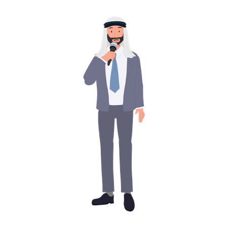 Confident Arab Speaker on Stage.  Illustration
