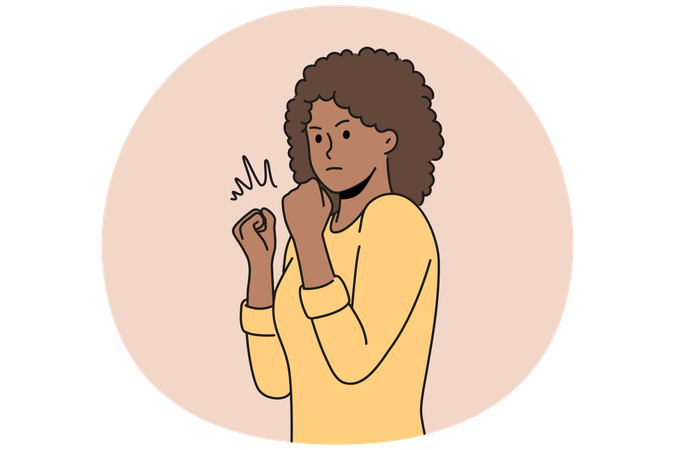 Confident black woman show power  Illustration