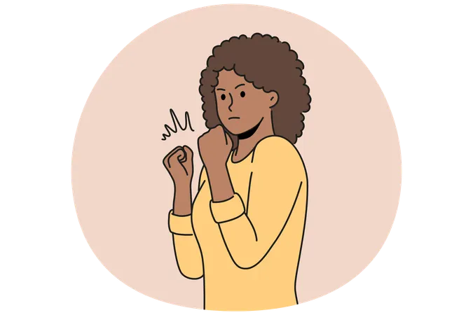 Confident black woman show power  Illustration
