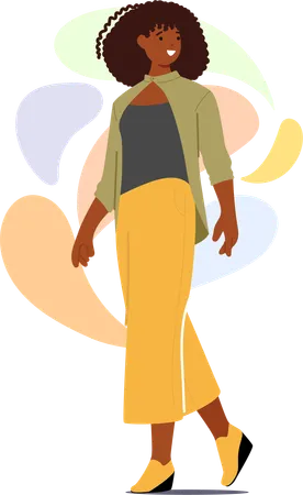 Confident Black Woman Strides In Fashionable Attire  Illustration