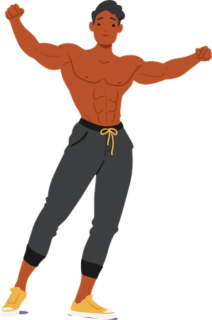 Confident Bodybuilder In Strong Pose  Illustration