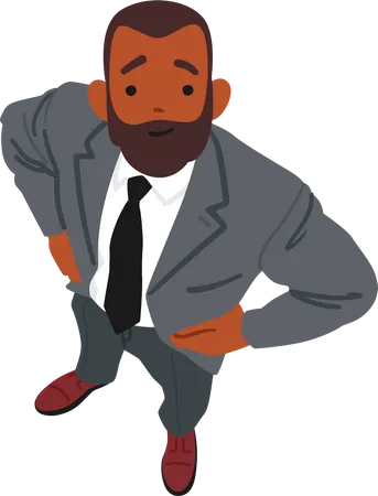 Confident Business Man Standing With Arms Akimbo  Illustration