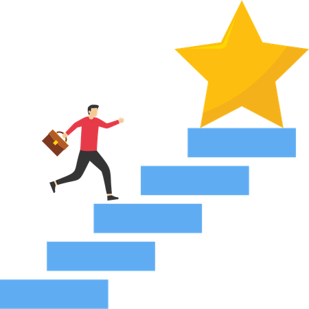 Confident businessman climb up stair to the top to reaching top  Illustration