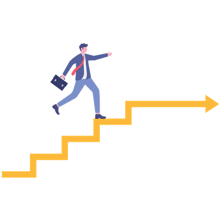 Confident businessman climbing business growth stairs  Illustration