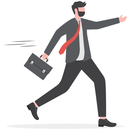 Business Motivation Or Agility Success In Fast Change Business Competition Career Challenge Concept Confident Motivated Businessman Holding Briefcase Running With Full Effort To Win Competition Illustration