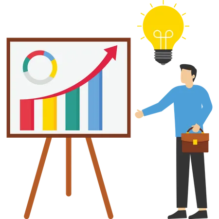 Sales Promotion Concept Or Presentation For Business Idea And Opportunity Presenting Proposal Or Plan To Clients Or Prospects Confident Businessman Presenting Sales Promotion On Blackboard イラスト