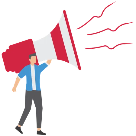 Confident businessman speak out loud on megaphone showcasing leadership  Illustration