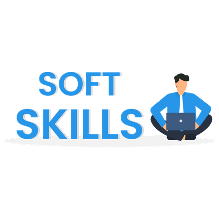 Confident businessman with elements of soft skills  Illustration