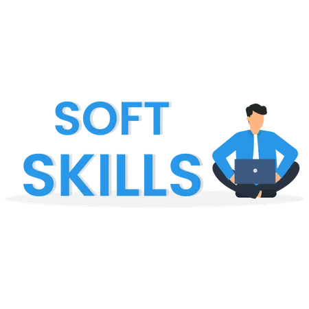 Confident businessman with elements of soft skills  Illustration