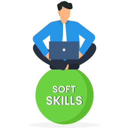 Confident businessman with elements of soft skills  Illustration