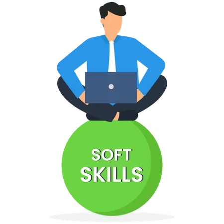 Confident businessman with elements of soft skills  Illustration