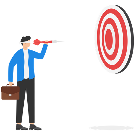 Confident businessmen achieve their target before they see.  イラスト