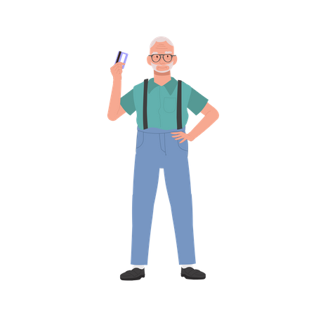 Confident Elderly man with Credit Card  Illustration