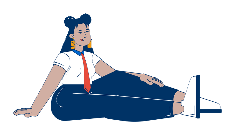 Confident employee latina woman sitting casually on floor  Illustration