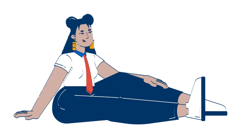 Confident employee latina woman sitting casually on floor  Illustration
