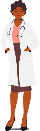 Confident Female Doctor Character With Arms Casually Tucked In Robe Pockets Exuding Professionalism And Approachability Ready To Provide Compassionate Medical Care Cartoon People Vector Illustration Illustration