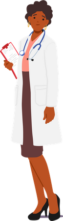 Confident Female Doctor Standing With Clipboard  イラスト