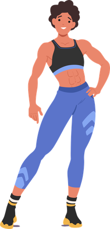 Confident Fit Woman Stand With Hand On Hip  Illustration