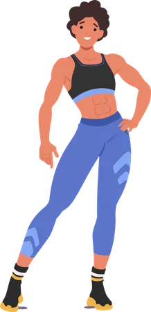 Confident Fit Woman Stand With Hand On Hip  Illustration