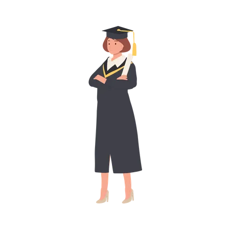 Confident Graduate in Cap and Gown  Illustration