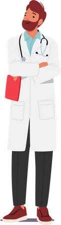 Confident Male Doctor Standing With Crossed Arms  Illustration