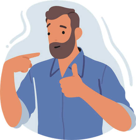 Confident Man Pointing To Himself With Cheerful Expression Illustration