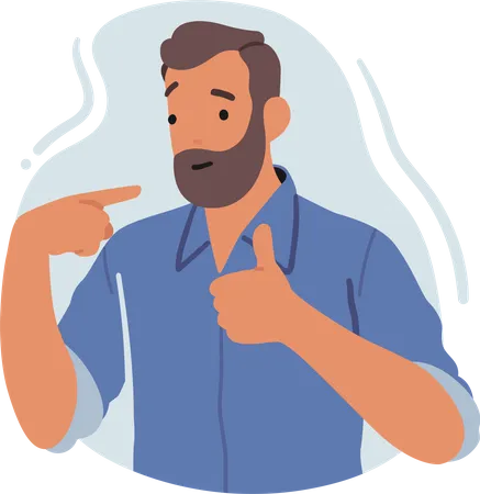 Confident Man Pointing To Himself With Cheerful Expression Illustration