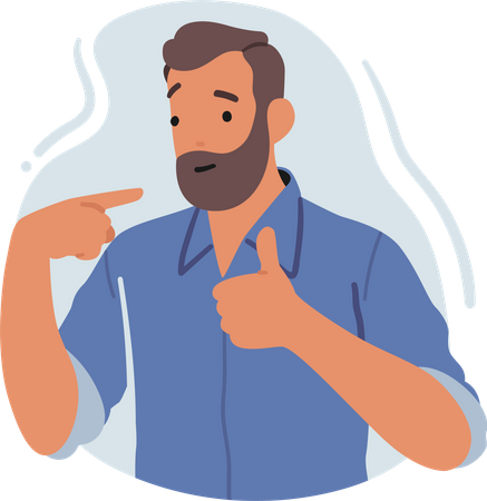 Confident Man Pointing To Himself With Cheerful Expression  Illustration