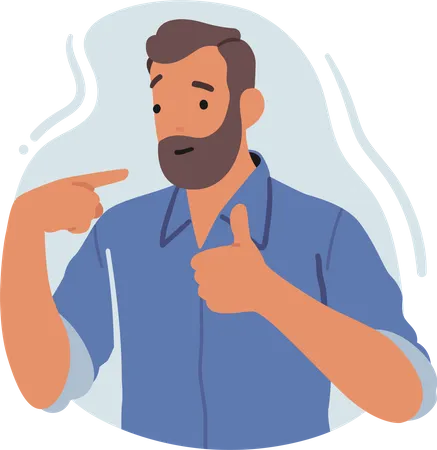 Confident Man Pointing To Himself With Cheerful Expression  Illustration