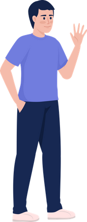 Confident man waving hand  Illustration