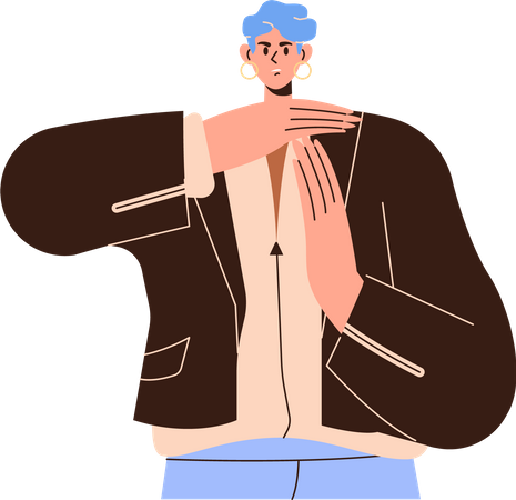 Confident man with serious face showing time out sign Illustration