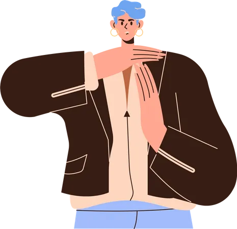 Confident man with serious face showing time out sign  Illustration