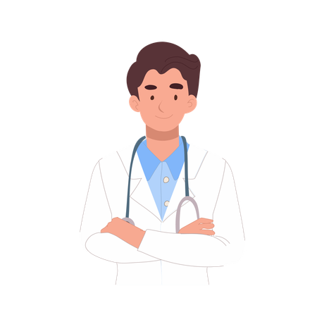 Confident Medical Professional with Arms Crossed  Illustration