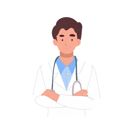 Confident Medical Professional with Arms Crossed  Illustration