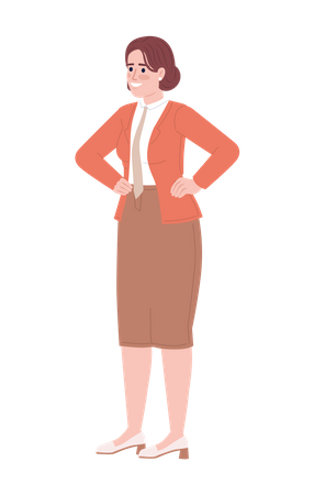 Confident office lady with hands on hips  Illustration