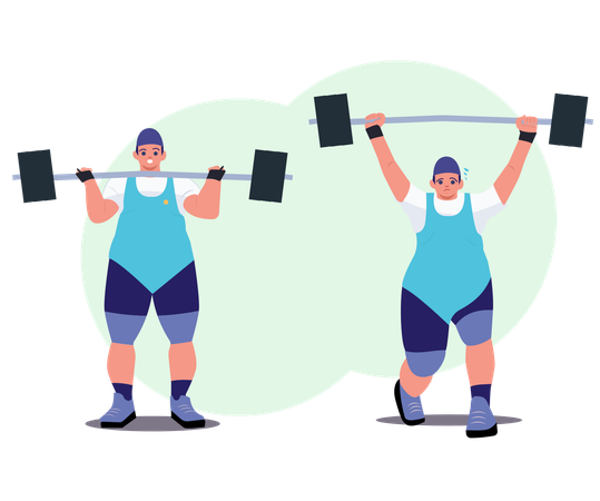 Confident Plus-Size Athlete Powerlifting  Illustration