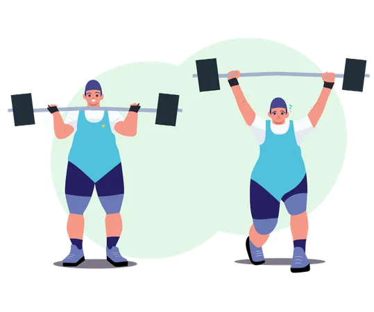 Confident Plus-Size Athlete Powerlifting  Illustration