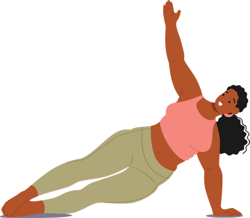 Confident Plus-size Woman Gracefully Practicing Yoga Stand on One Hand  Illustration
