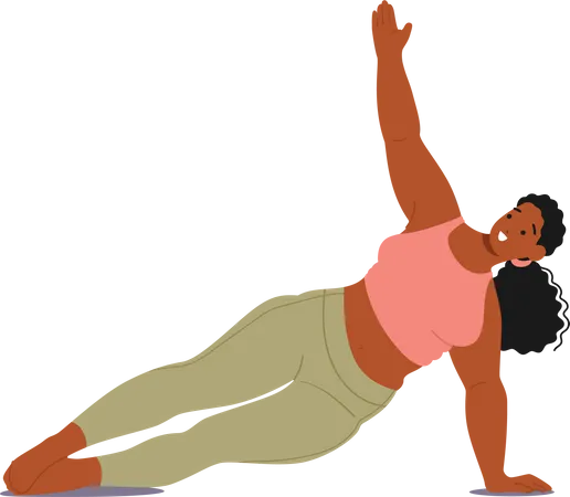 Confident Plus-size Woman Gracefully Practicing Yoga Stand on One Hand  Illustration