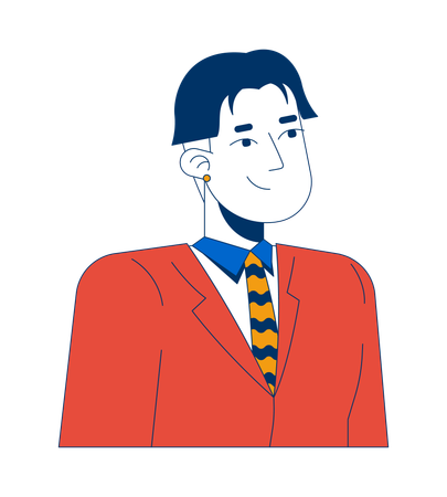 Confident professional asian man wearing suit striped tie  Illustration