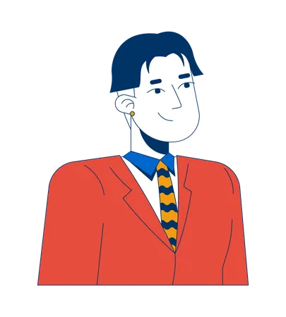 Confident professional asian man wearing suit striped tie  Illustration