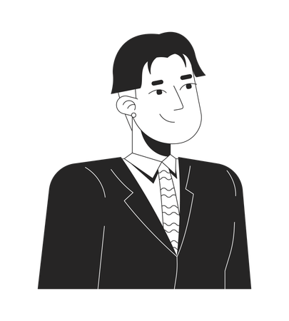 Confident professional asian man wearing suit striped tie  Illustration