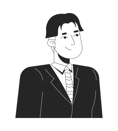 Confident professional asian man wearing suit striped tie  Illustration