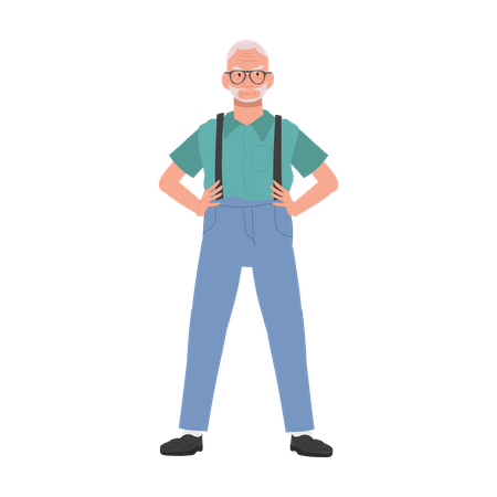 Confident Senior man Standing Gracefully  Illustration