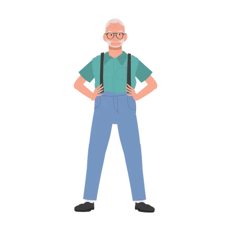 Confident Senior man Standing Gracefully  Illustration