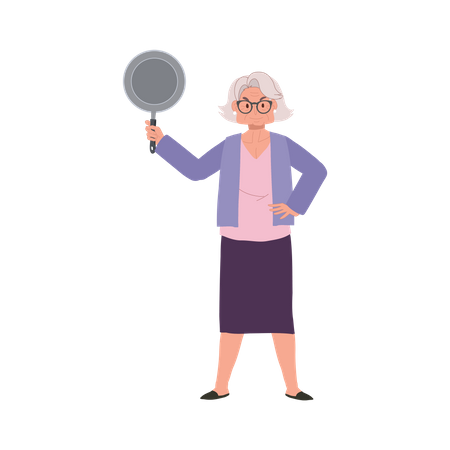 Confident Senior Woman with Cooking skill  Illustration