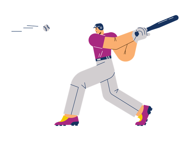 Confident smiling baseball player with bat  Illustration